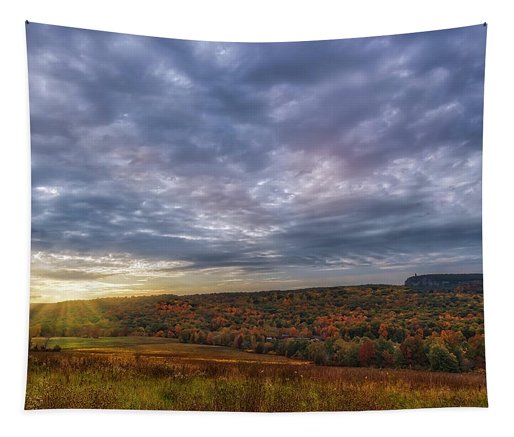Hudson Valley Tapestry featuring the photograph Paltz Point Mohonk Tower by Susan Candelario