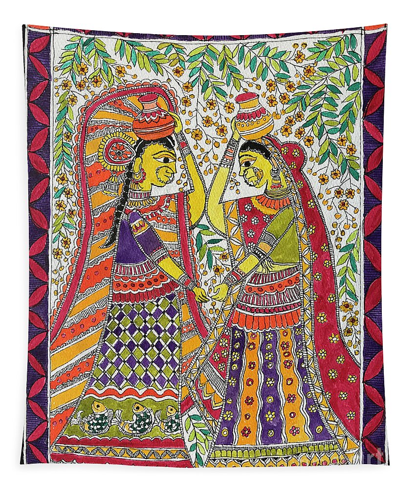  Tapestry featuring the painting Panihari by Jyotika Shroff