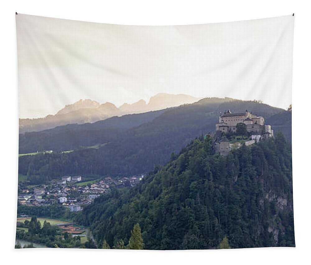 European Tapestry featuring the photograph Panorama of Hohenwerfen Castle by Vaclav Sonnek