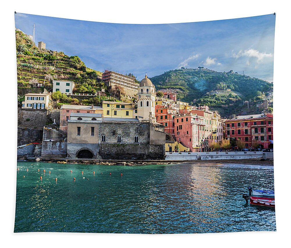 Vernazza Tapestry featuring the photograph Panorama of Vernazza by Fabiano Di Paolo