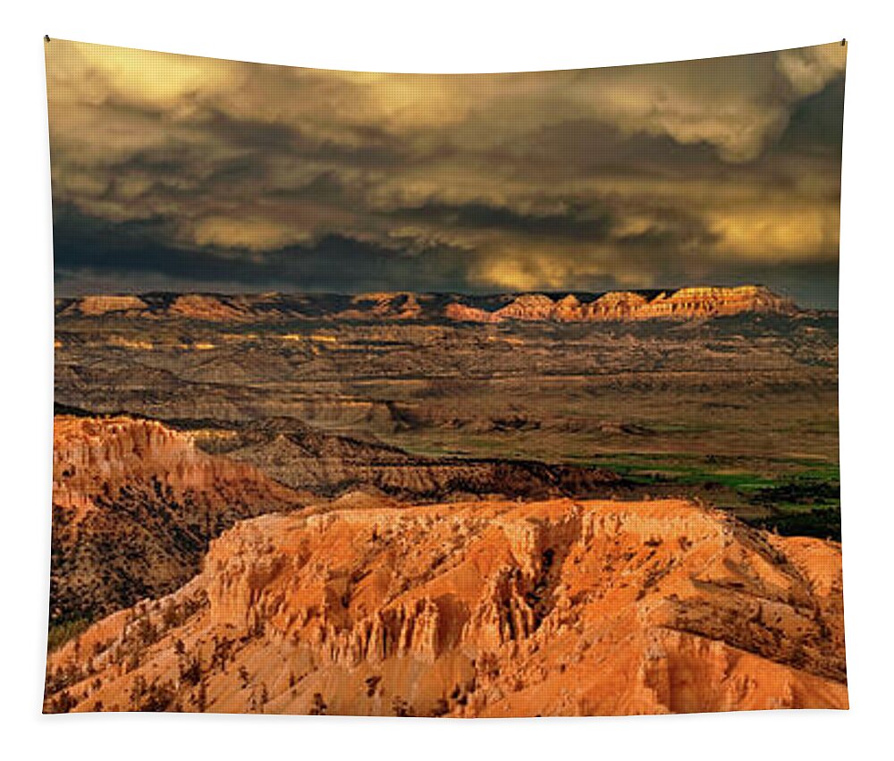 Dave Welling Tapestry featuring the photograph Panorama Thunderstorm Bryce Canyon National Park Utah by Dave Welling