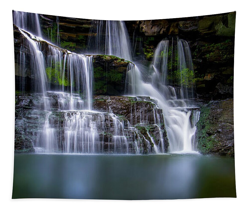 Mystic Tapestry featuring the photograph Panoramic View of Brush Creek Falls by Shelia Hunt