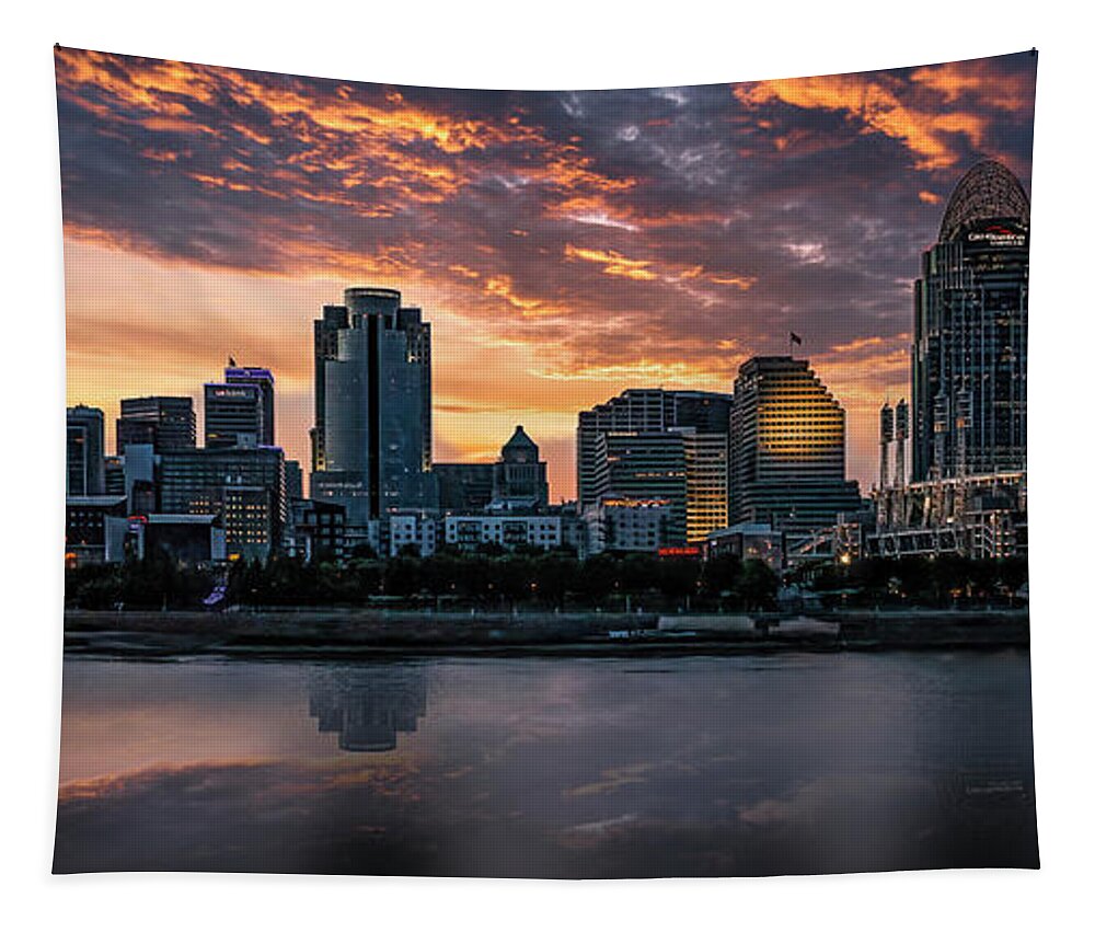 Panorama Tapestry featuring the photograph Panoramic view of Cincinnati by Shelia Hunt