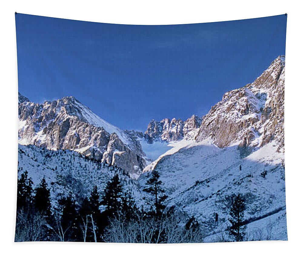 Dave Welling Tapestry featuring the photograph Panoramic Winter Middle Palisades Glacier Eastern Sierra by Dave Welling