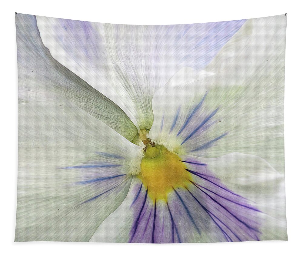 Flower Tapestry featuring the photograph Pansy Macro by Cathy Kovarik