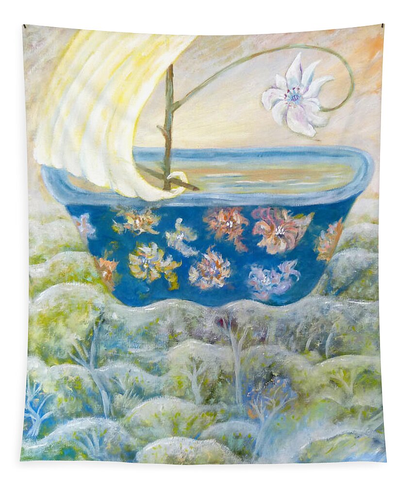 Panta Rhei Tapestry featuring the painting Panta rhei by Elzbieta Goszczycka