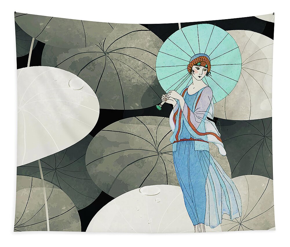 Parasol Tapestry featuring the digital art Parasol Beauty II by Cristina Leon