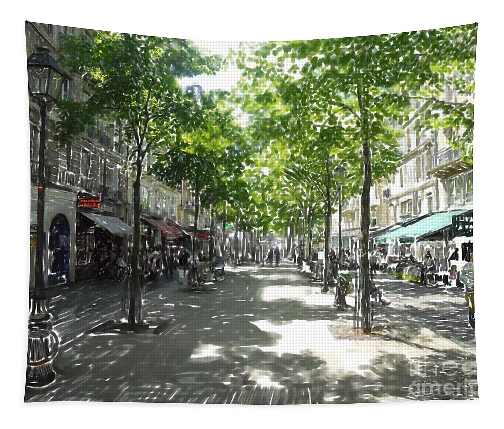 Paris Tapestry featuring the digital art Paris Street by Joe Roache