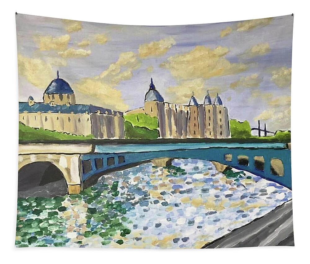  Tapestry featuring the painting Paris Twilight by John Macarthur