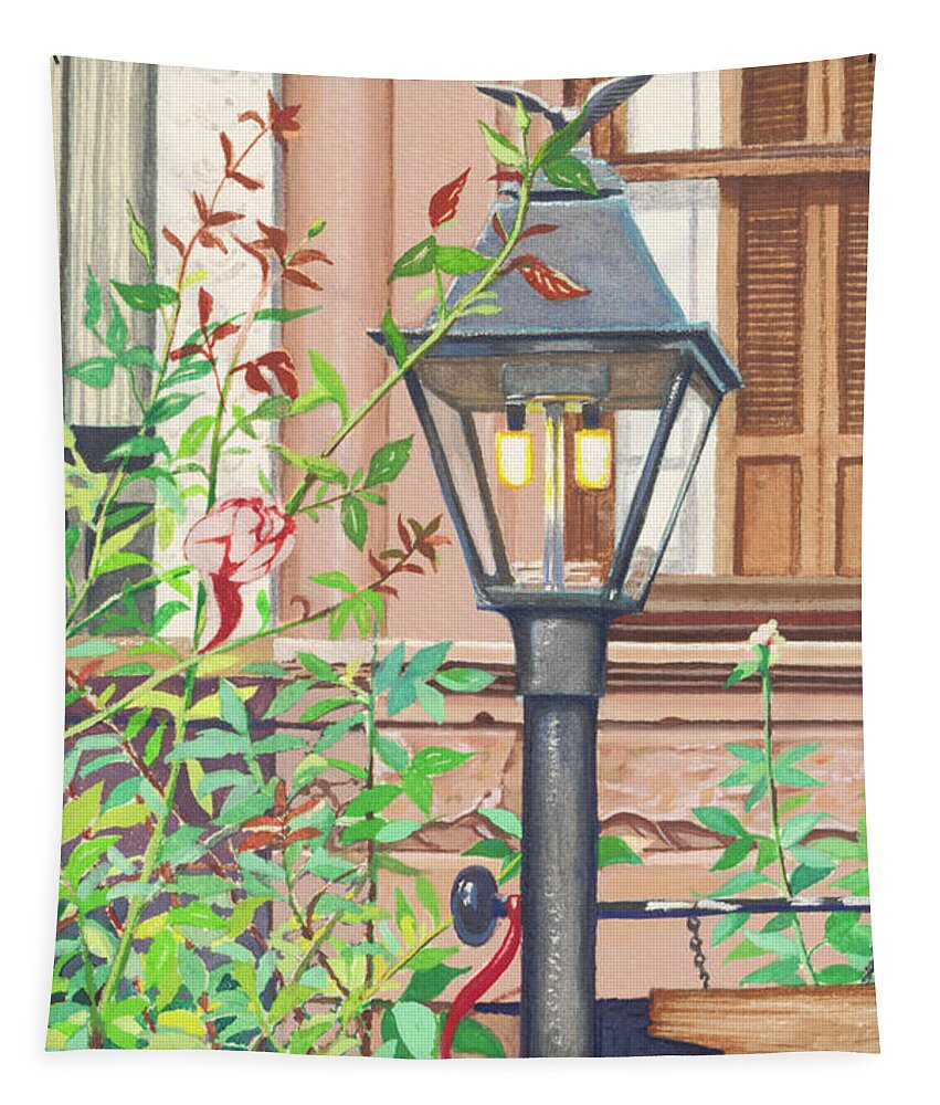 Park Slope Lamp Brooklyn Ny Tapestry featuring the painting Park Slope Lamp Brooklyn NY 1982 by William Hart McNichols
