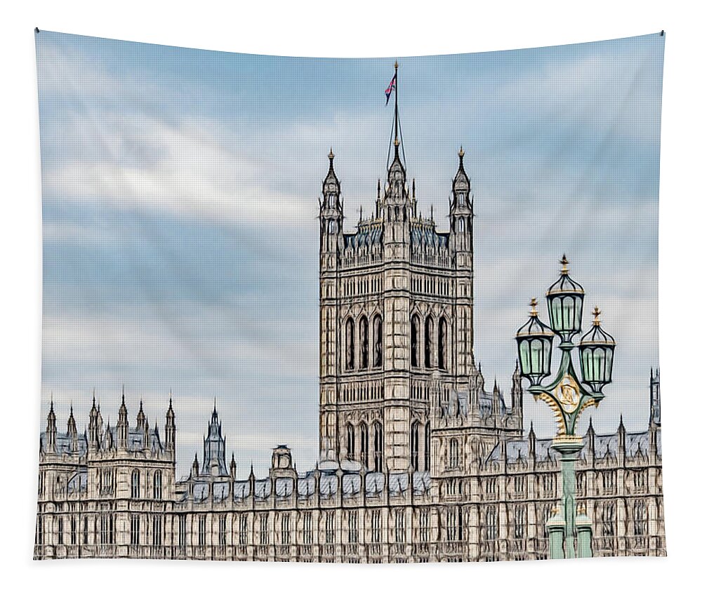 London Tapestry featuring the photograph Parliamentary Procedure, Sketch Version by Marcy Wielfaert