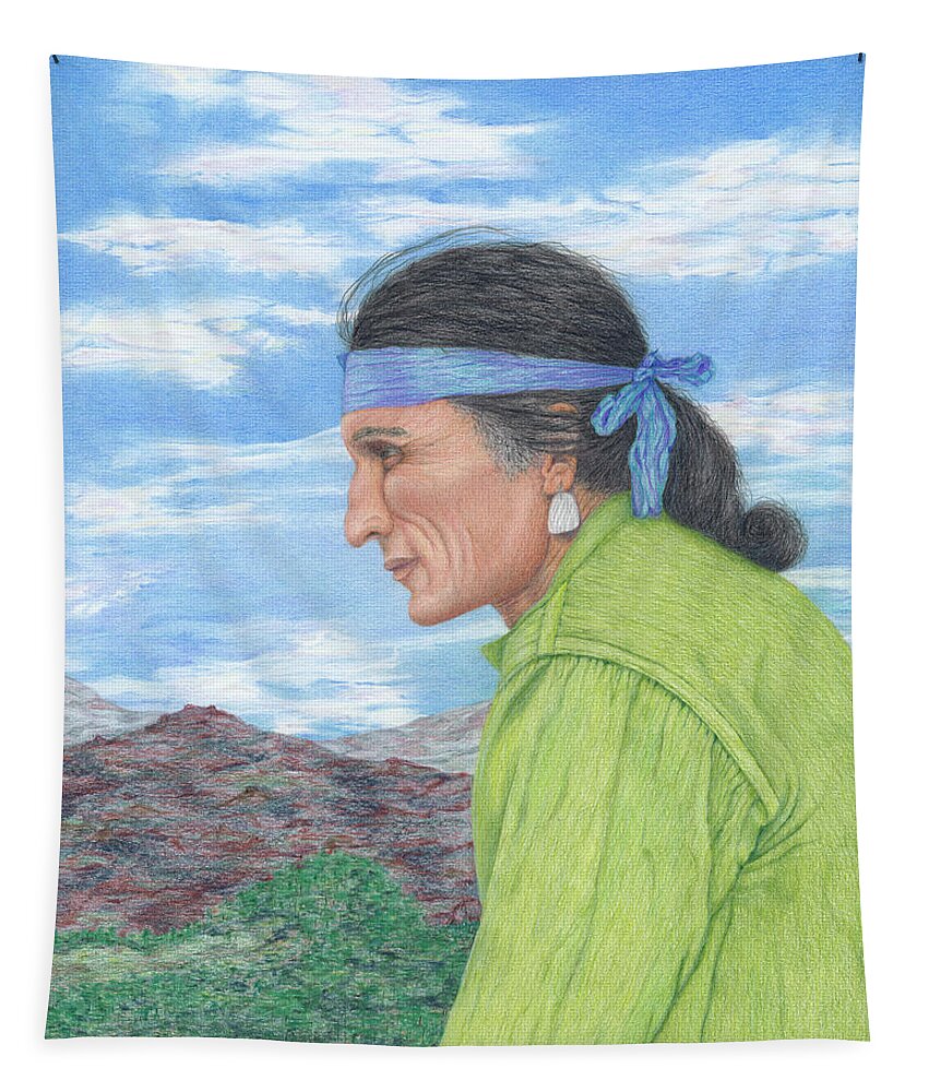 Colored Pencil Tapestry featuring the drawing Part Earth, Part Heaven by Diana Hrabosky