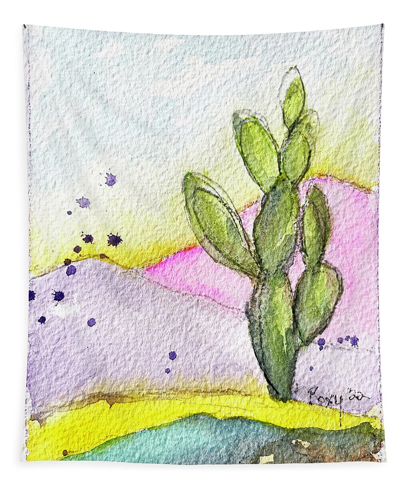 Pastel Tapestry featuring the painting Pastel Cactus by Roxy Rich