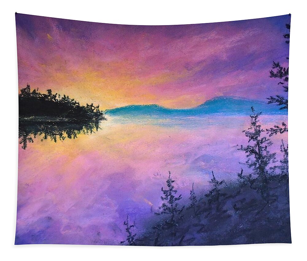 Pink Sunset Tapestry featuring the painting Pastel Dreams by Jen Shearer