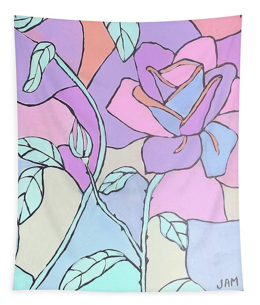  Tapestry featuring the painting Pastel Roses by Jam Art