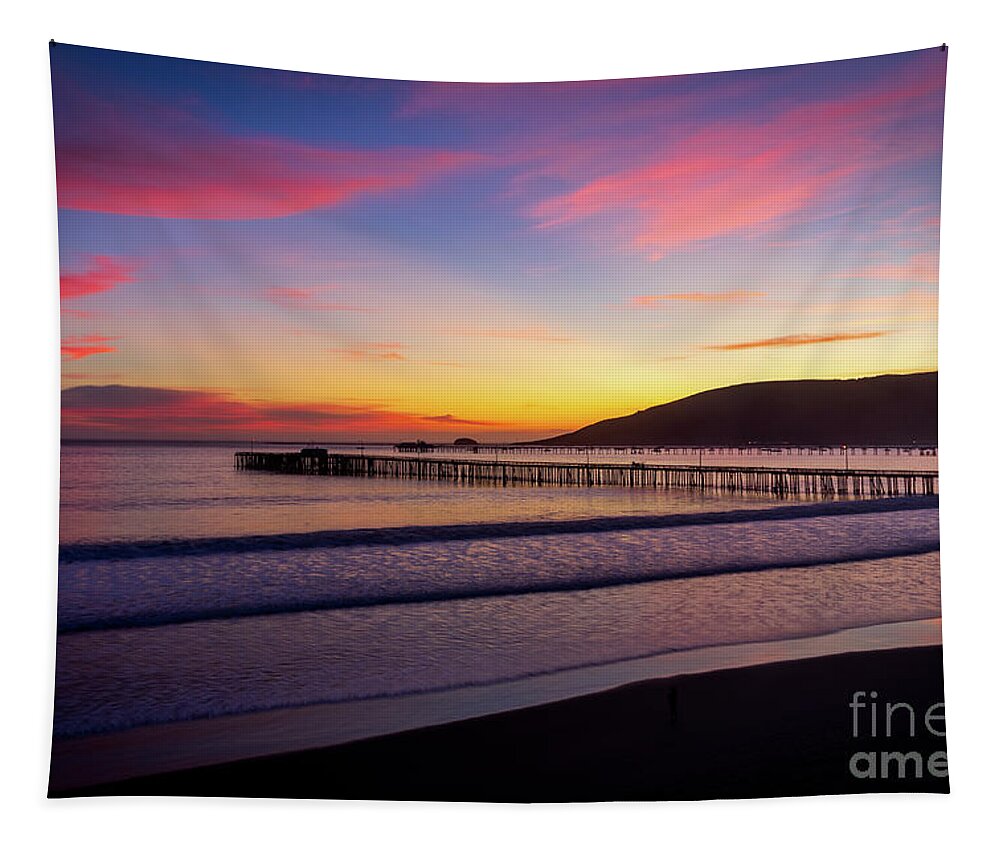 Sunset Tapestry featuring the photograph Pastel Suset Over Avila Beach by Mimi Ditchie