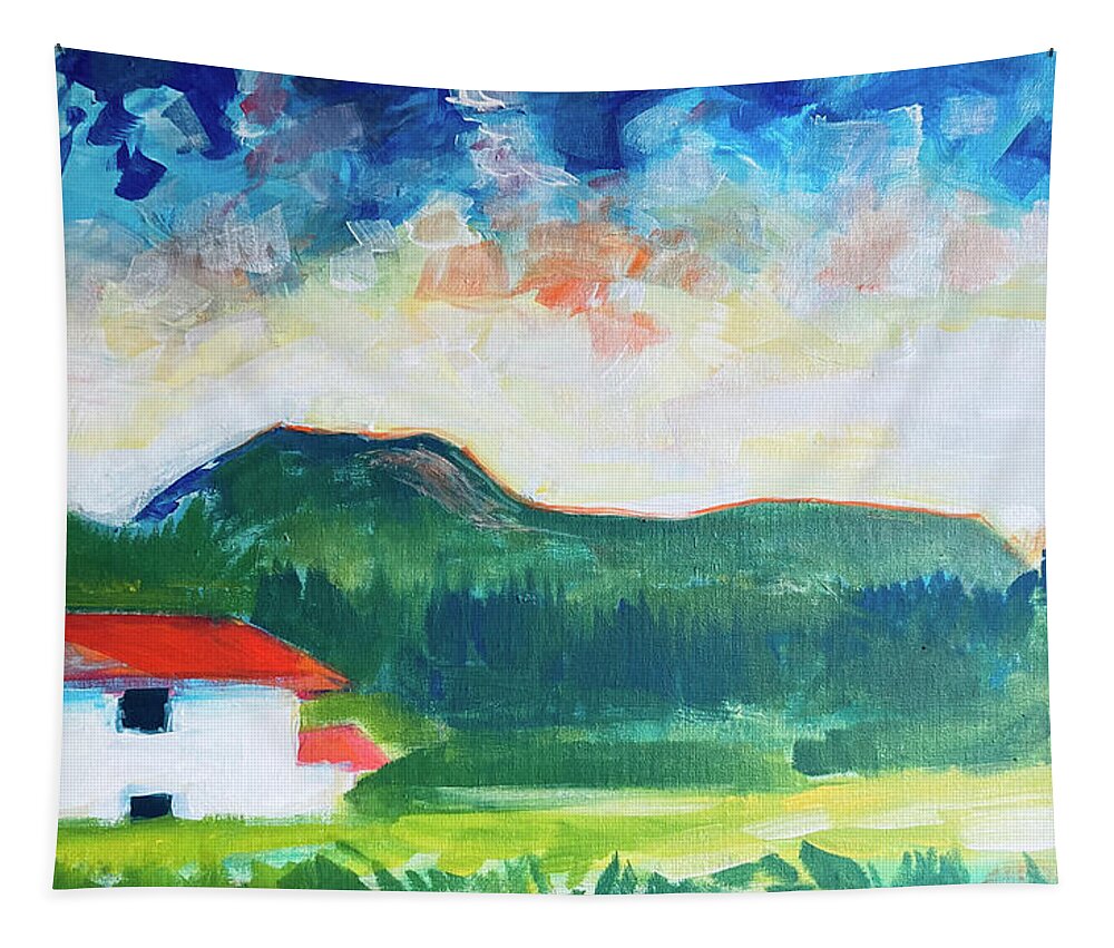 Sky Tapestry featuring the painting Pasture Land, Ecuador by Suzanne Giuriati Cerny