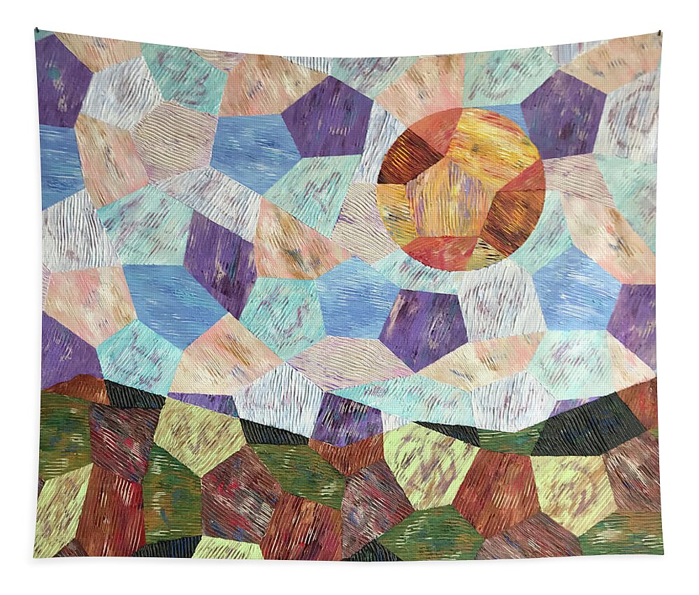 Abstract Tapestry featuring the painting Patchwork Summer by Mr Dill