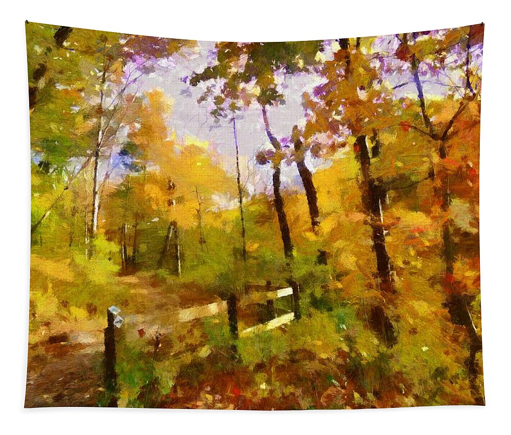 Autumn Tapestry featuring the mixed media Path into November by Christopher Reed