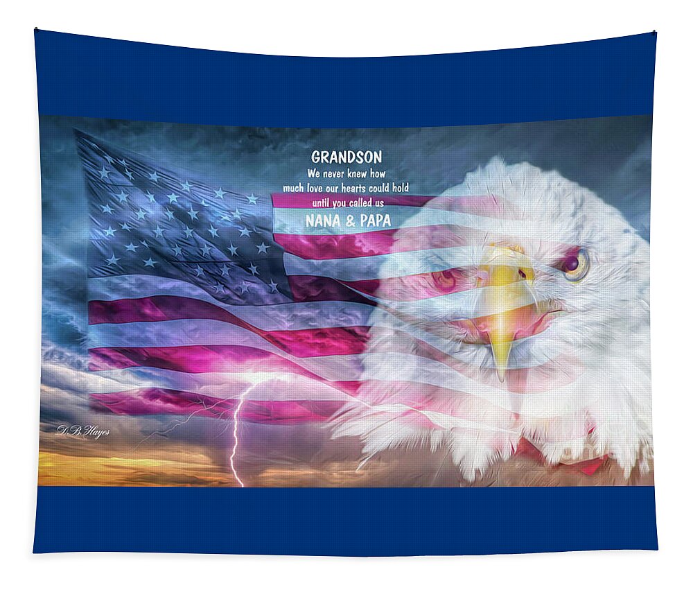 Patriotic Tapestry featuring the photograph Patriotic Sky III With Message to Grandson by DB Hayes