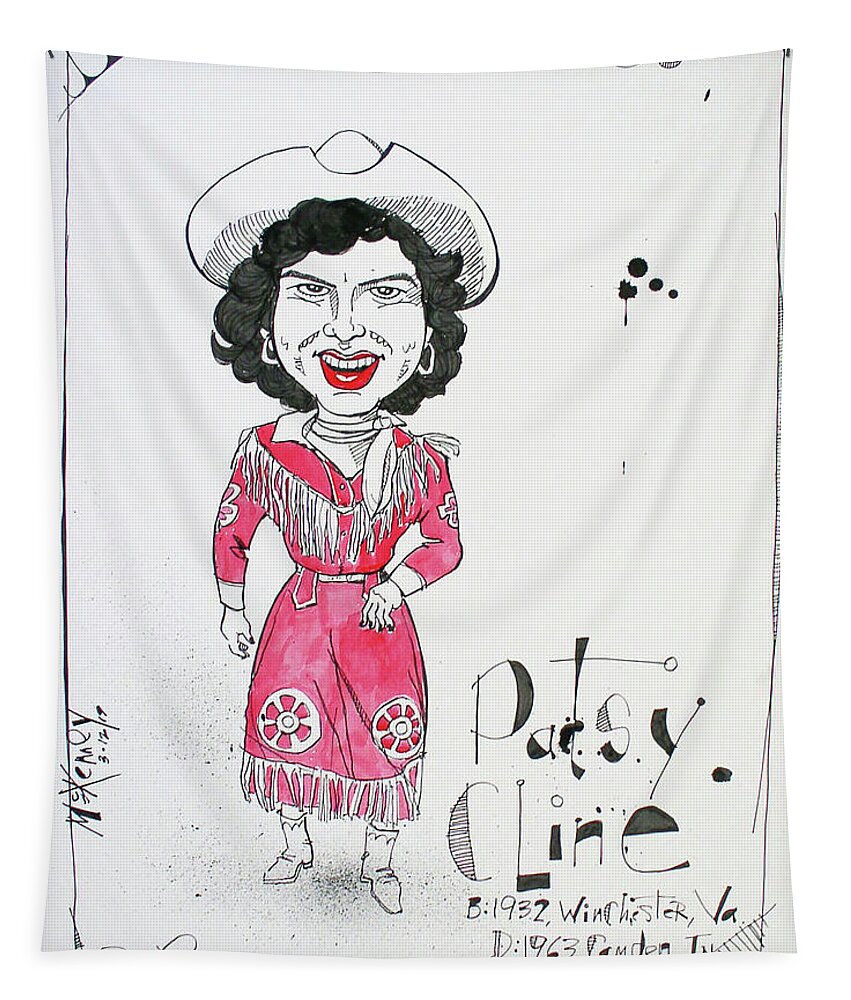  Tapestry featuring the drawing Patsy Cline by Phil Mckenney