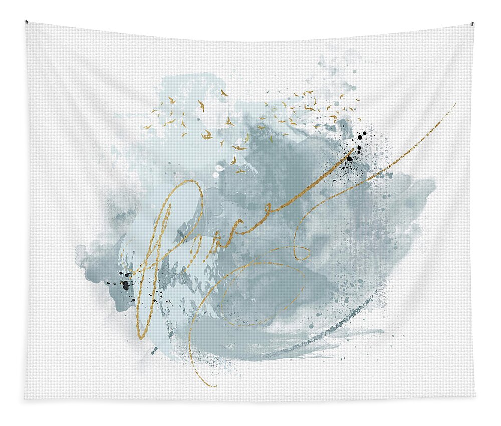 Abstract Tapestry featuring the painting Peace Abstract Light Blue Art by Jai Johnson