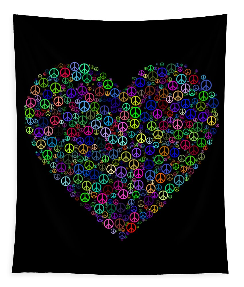 Cool Tapestry featuring the digital art Peace And Love Peace Sign Heart by Flippin Sweet Gear