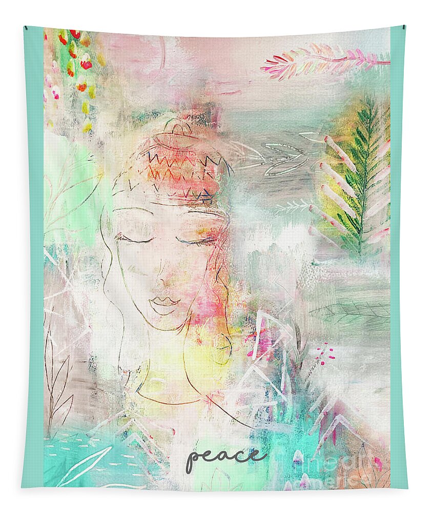 Peace Tapestry featuring the mixed media Peace by Claudia Schoen