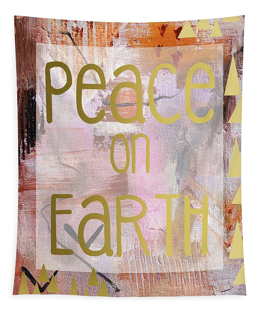 Peace On Earth Tapestry featuring the mixed media Peace on earth by Claudia Schoen