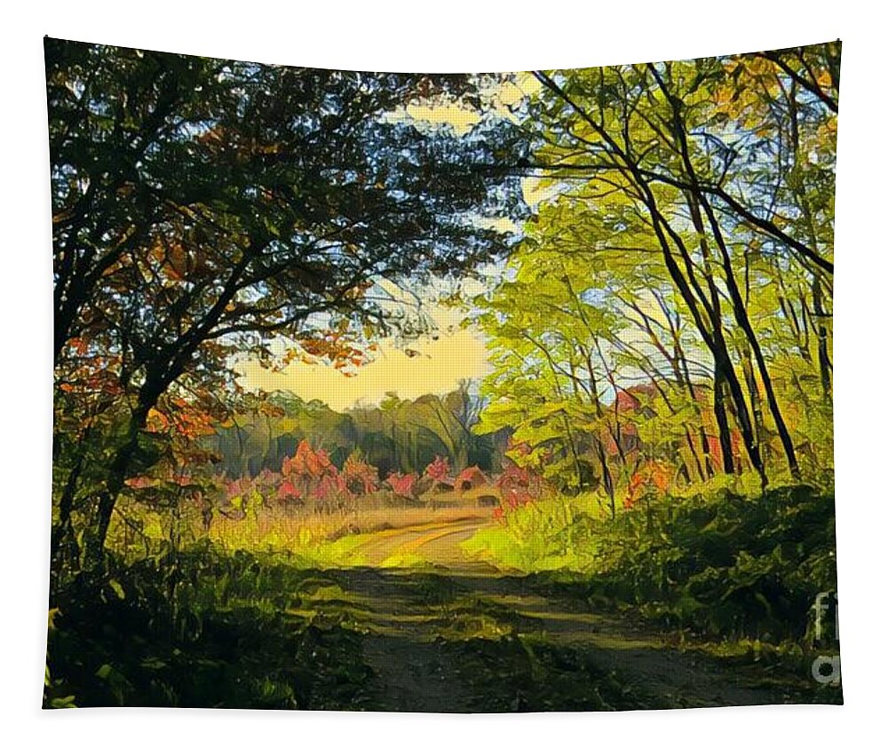 Fall Tapestry featuring the painting Peaceful Autumn Walk by Marilyn Smith