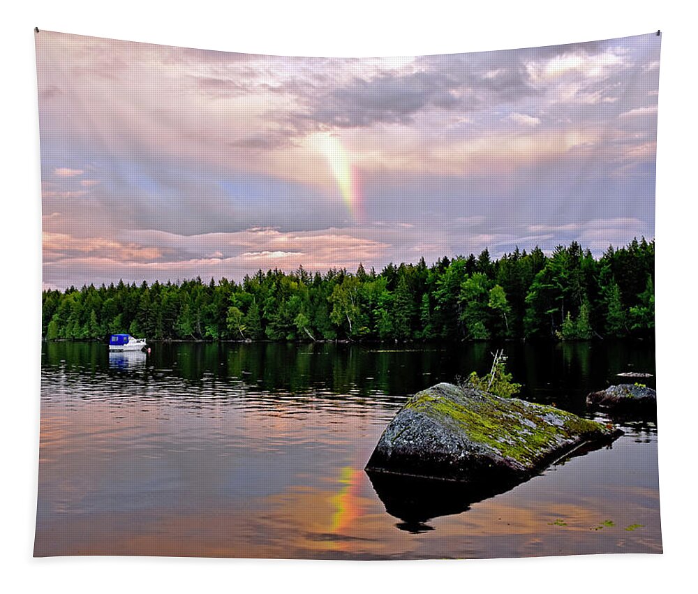 Cove Tapestry featuring the photograph Peaceful Cove in Maine by Monika Salvan