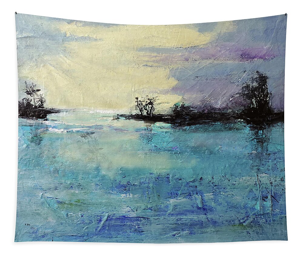 Abstract Tapestry featuring the painting Peaceful End by Sharon Williams Eng