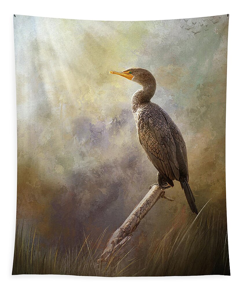 Peace Tapestry featuring the digital art Peaceful Morning in the Marsh by Nicole Wilde