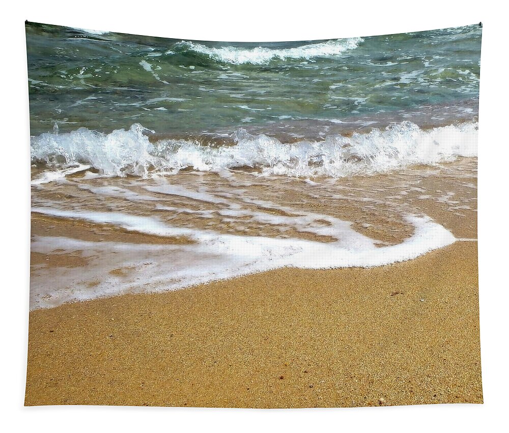 Seashore Tapestry featuring the photograph Peaceful Morning Moment By The Sea by Johanna Hurmerinta