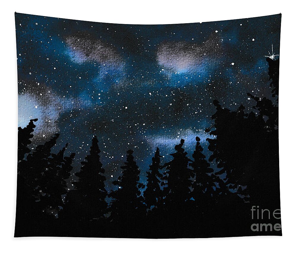 Peaceful Tapestry featuring the painting Peaceful night by Paola Baroni