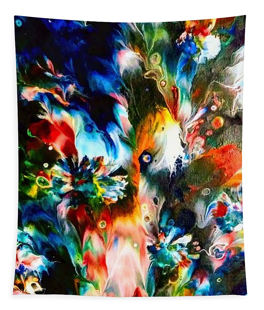 Peacock Tapestry featuring the painting Peacock by Anna Adams