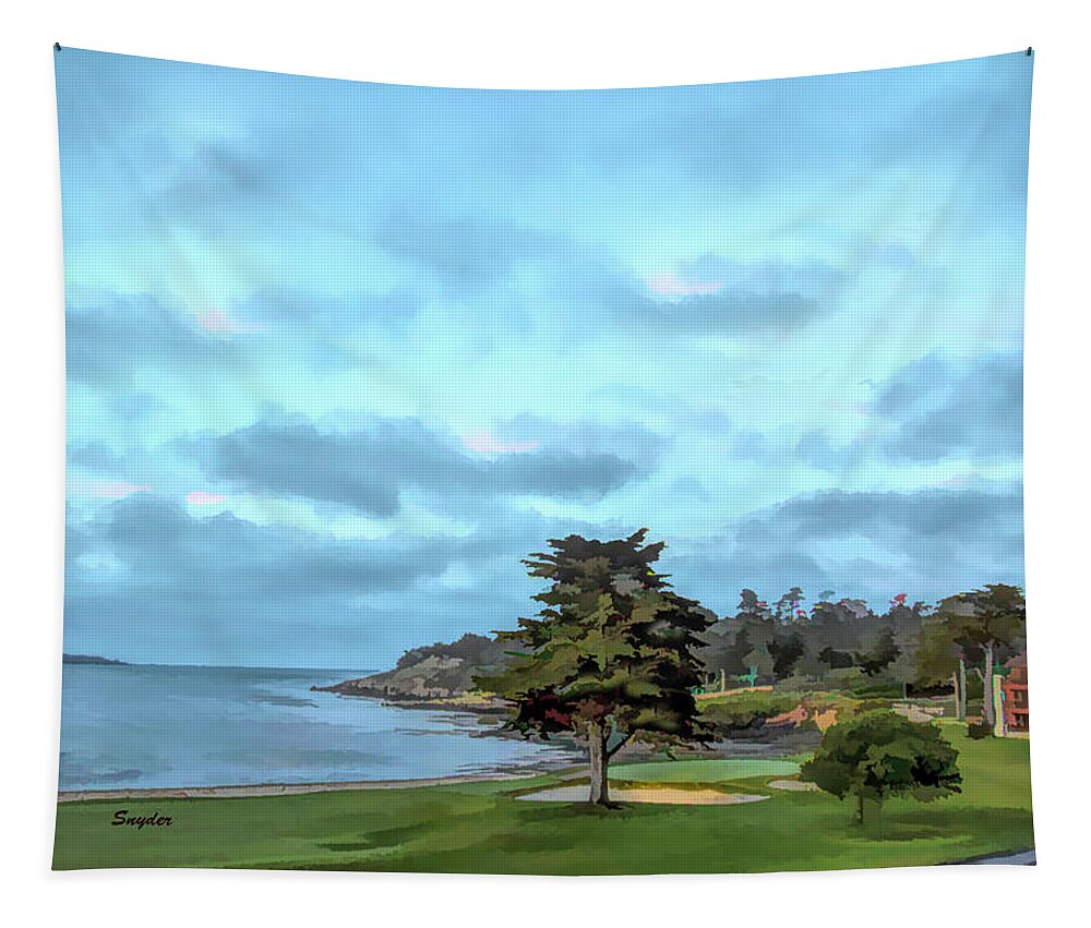 Golf Tapestry featuring the photograph Pebble Beach Golf Links 18th Green by Floyd Snyder