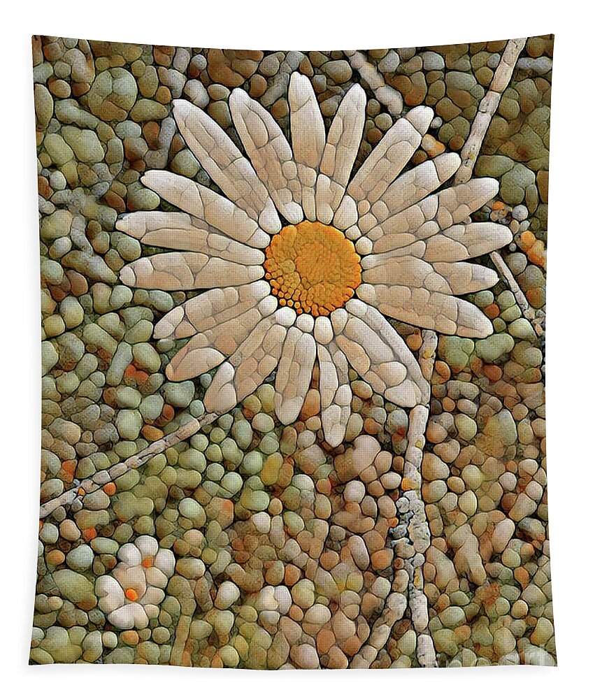 Daisy Tapestry featuring the digital art Pebble Daisy by Elaine Berger