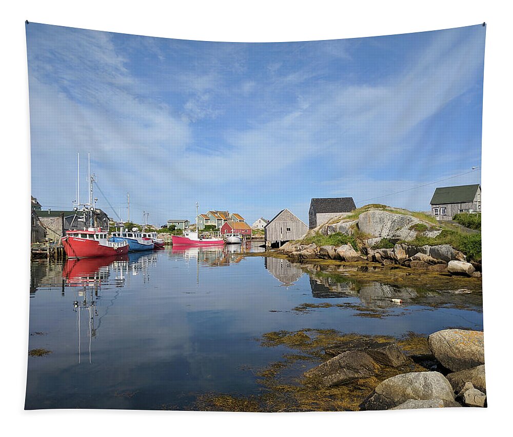 Peggy's Cove Tapestry featuring the photograph Peggy's Cove Fishing Boats in Nova Scotia by Yvonne Jasinski