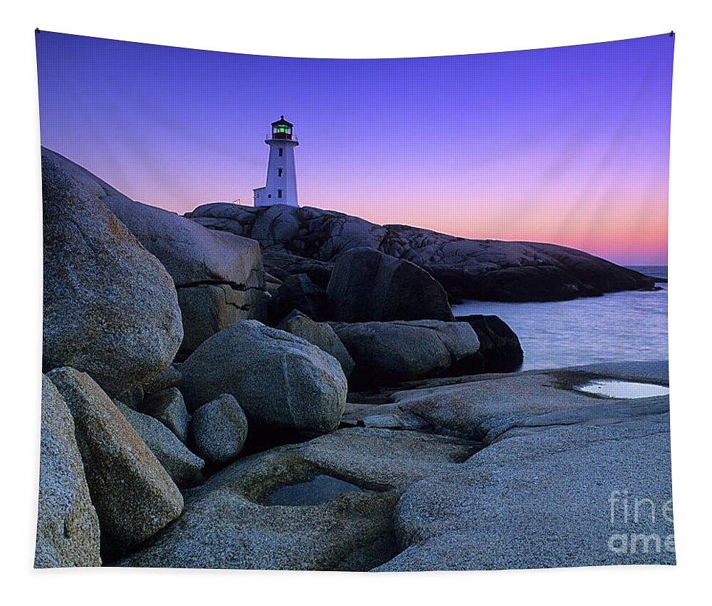 Peggy's Cove Tapestry featuring the photograph Peggy's Cove Lighthouse by Bob Christopher