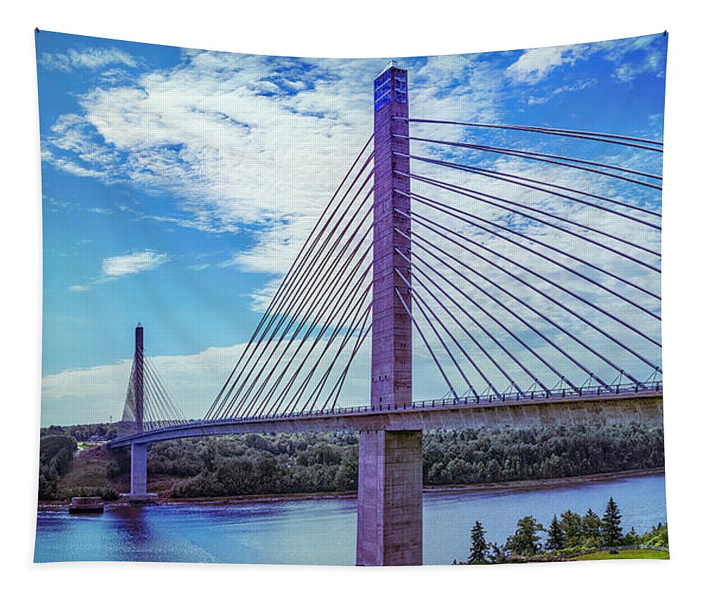 America Tapestry featuring the photograph Penobscot Narrows Bridge and Observatory by Ken Morris