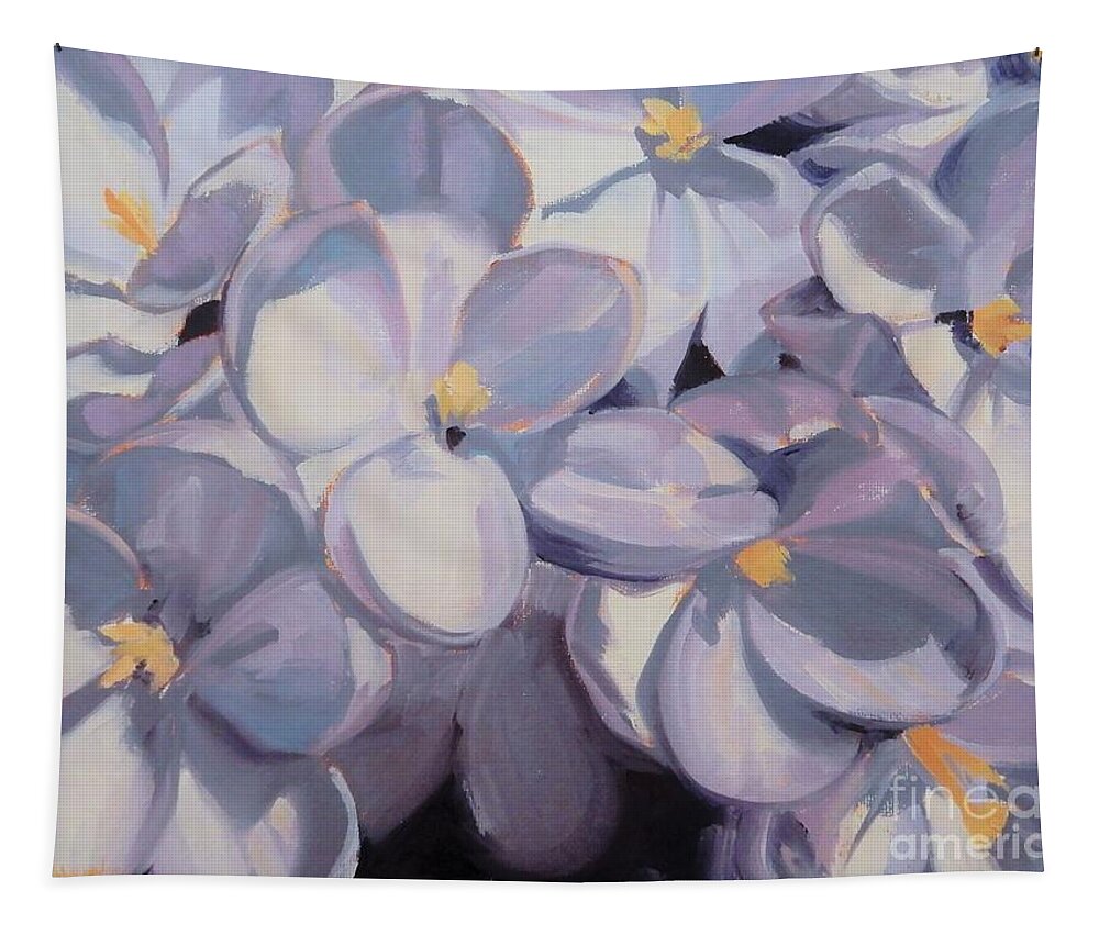 Spring Tapestry featuring the painting Periwinkle in Focus by K M Pawelec