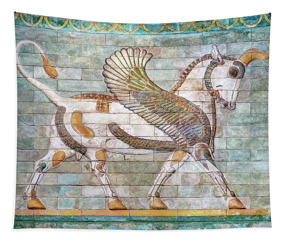 Persian Bull Tapestry featuring the photograph Persian Winged Bull by Weston Westmoreland