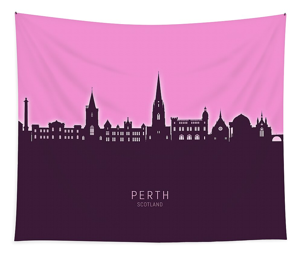 Perth Tapestry featuring the digital art Perth Scotland Skyline #69 by Michael Tompsett