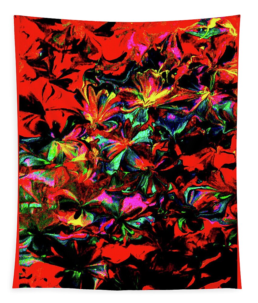 Red Tapestry featuring the painting Petals Of Red by Anna Adams
