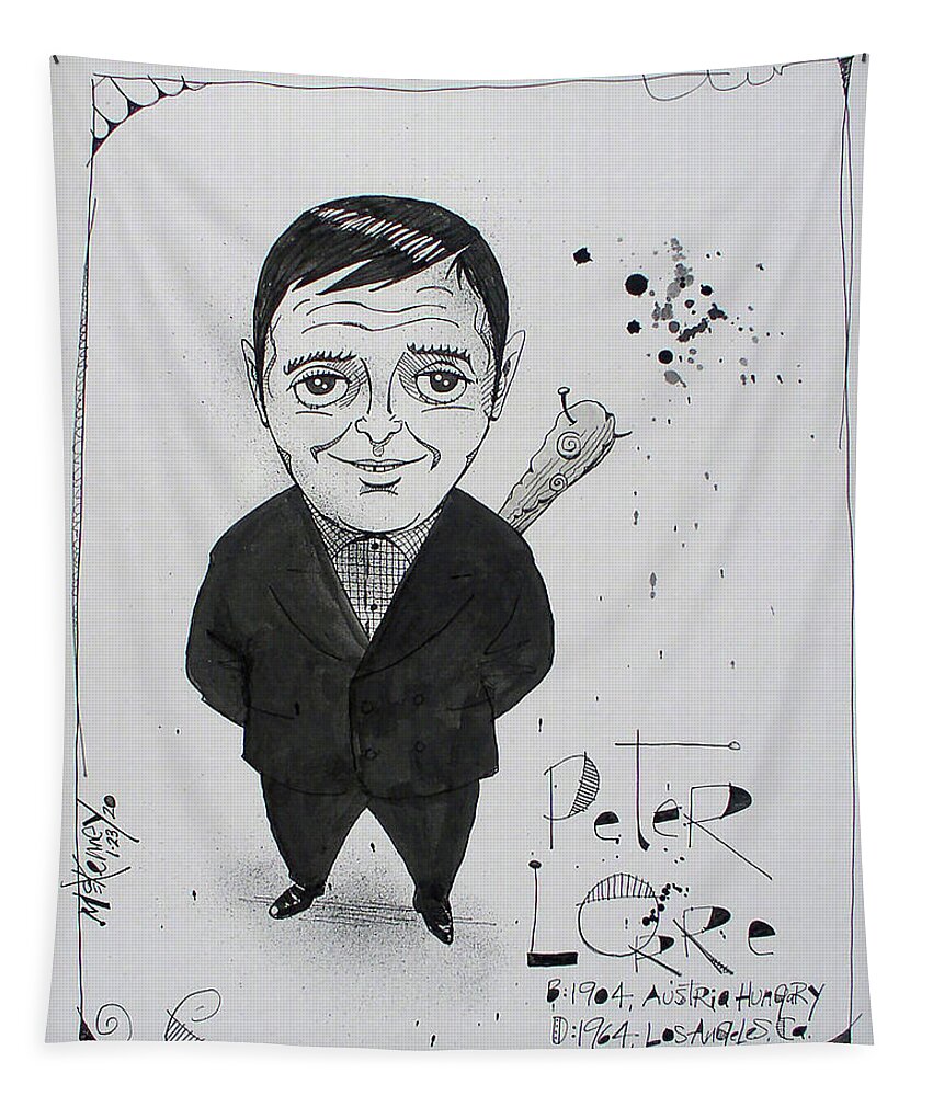  Tapestry featuring the drawing Peter Lorre by Phil Mckenney