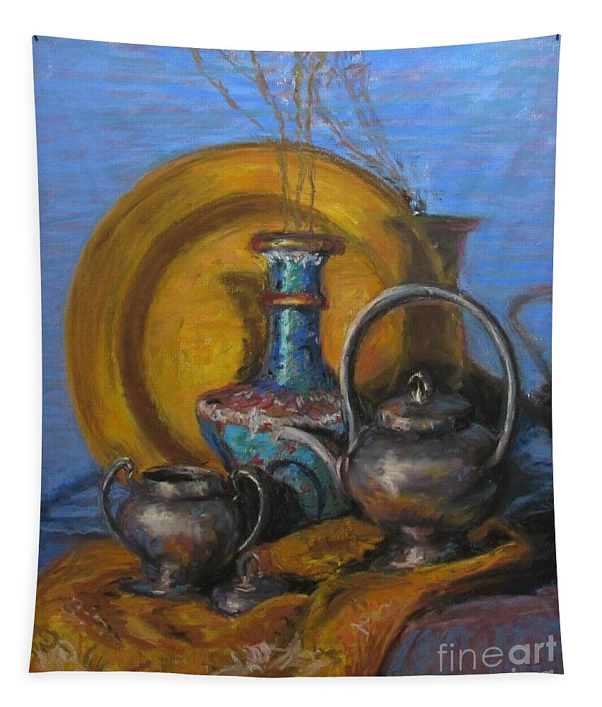 Pewter Tapestry featuring the pastel Pewter and Bronze by B Rossitto