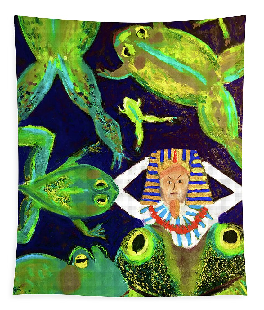 Bible Stories Tapestry featuring the painting Pharaoh and the Frogs by Polly Castor