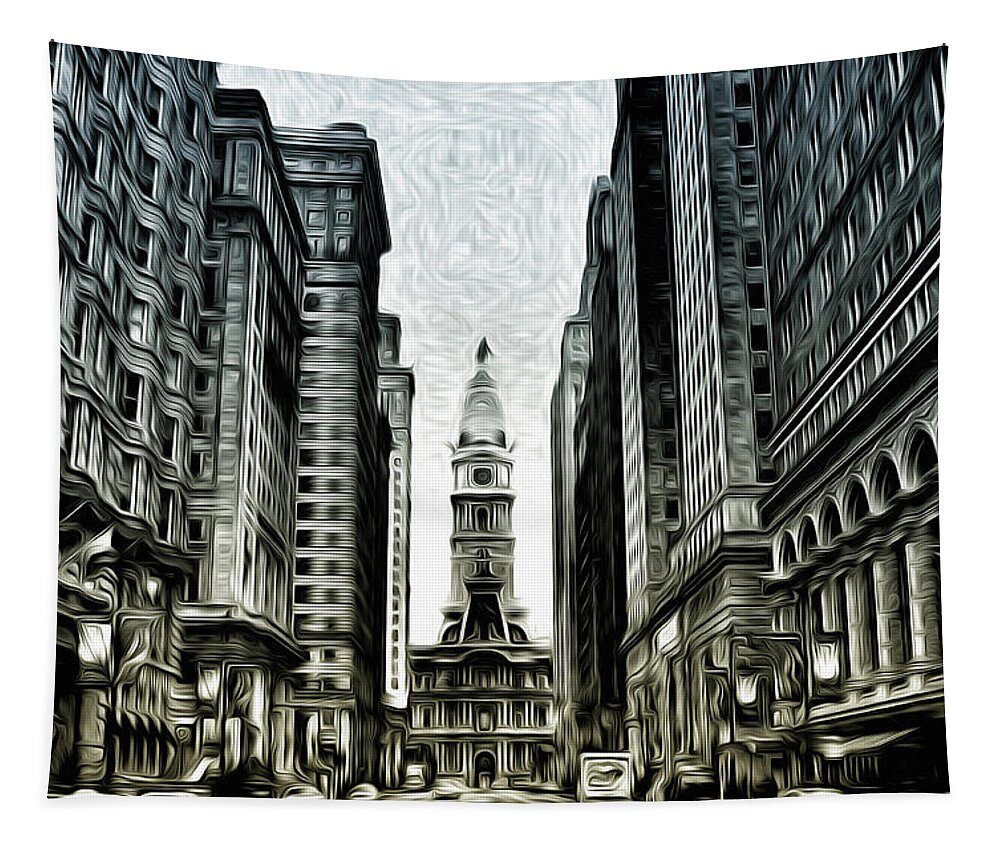 Philly - Broad Street Tapestry featuring the photograph Philly - Broad Street by Philadelphia Photography