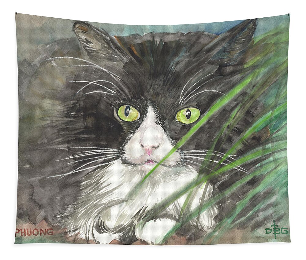 Cat Tapestry featuring the painting Phuong by David Bader